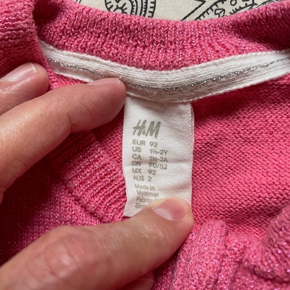 3/$12 H&M Pink Sparkle Zip-Up Cardigan - Picture 3 of 3